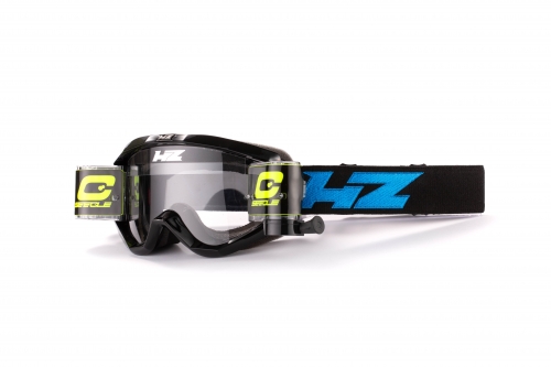 HZ MUD nero/blu maschera/occhiale motocross roll-off 36 mm