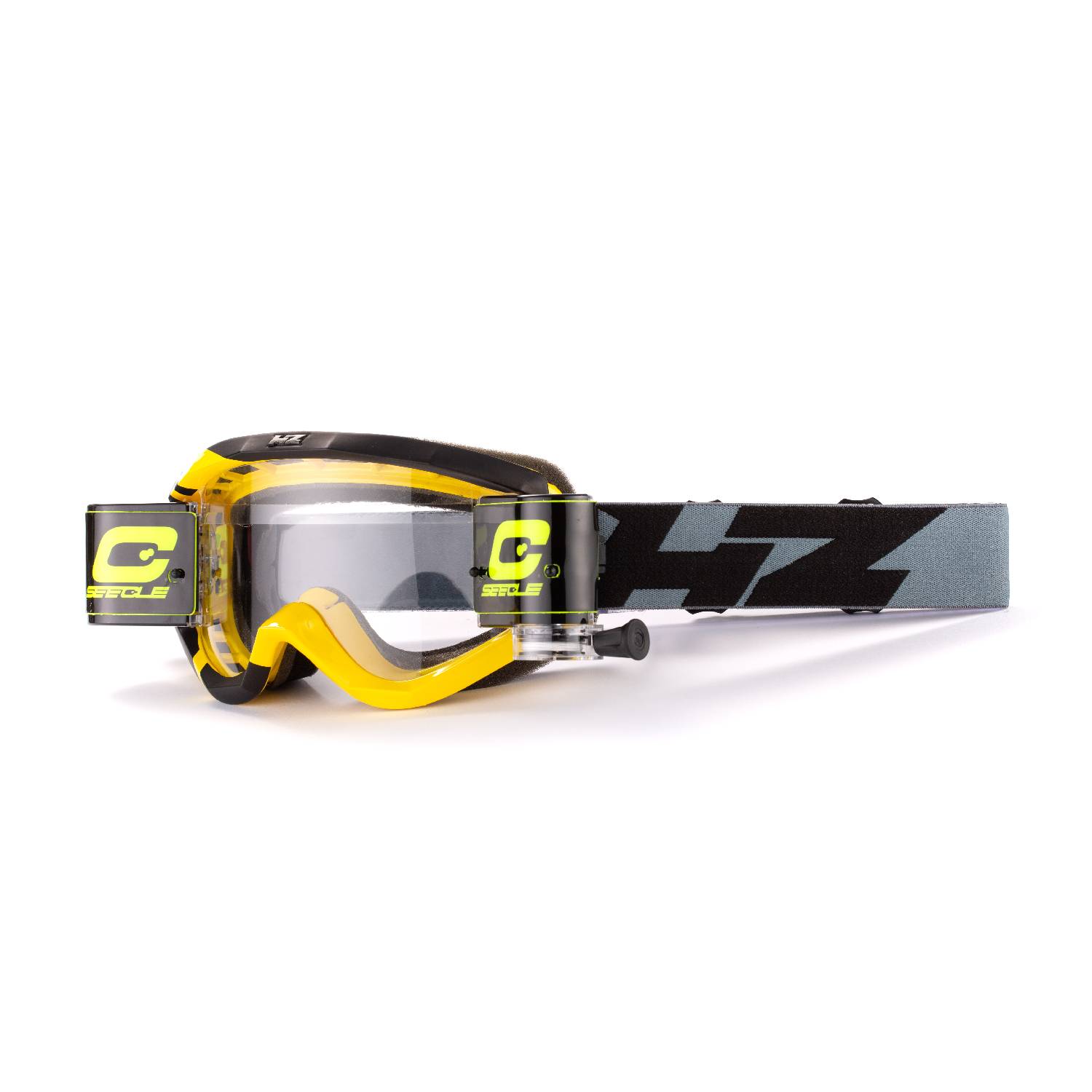 HZ MUD Yellow/Silver maschera/occhiale motocross roll-off 36 mm