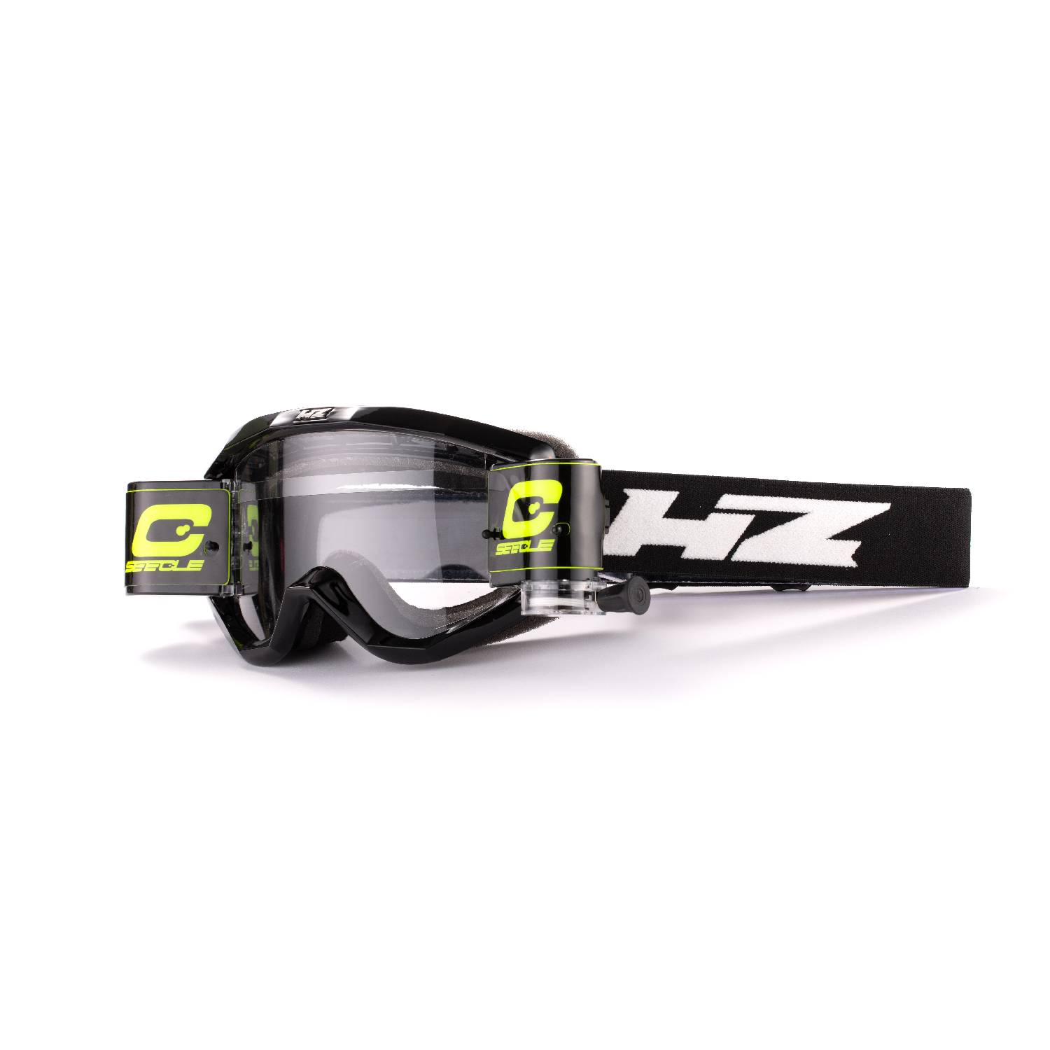 HZ MUD total black maschera/occhiale motocross roll-off 36 mm